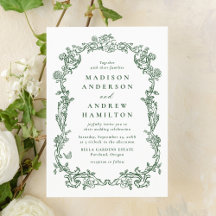 Elegante Convite de Casamento Floral Vitoriano Ver
