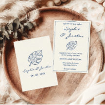 Elegante Convite de Casamento Minimalista com Folh