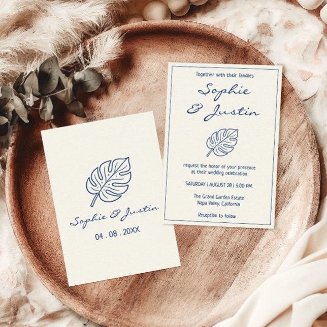 Elegante Convite de Casamento Minimalista com Folh (Criador carregado)