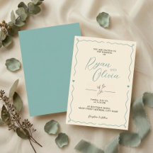 Elegante Convite de Casamento Minimalista Verde Sa