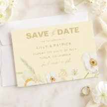 Elegante convite de casamento moderno em amarelo m