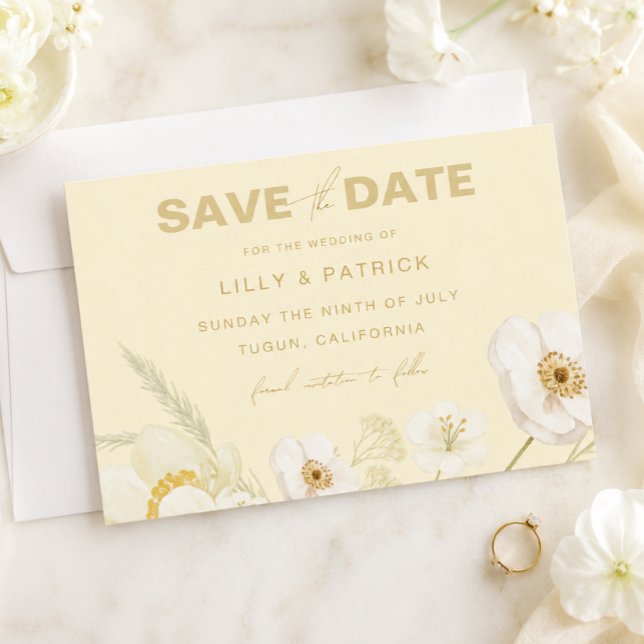 Elegante convite de casamento moderno em amarelo m (Criador carregado)