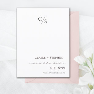 Elegante Convite de Casamento Monograma Minimalist