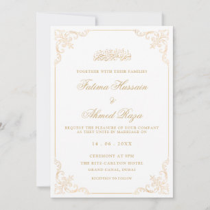 Elegante Convite de Casamento Muçulmano com Roteir