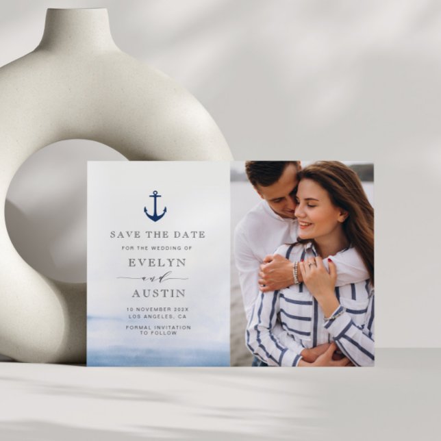 elegante convite de casamento náutico save the dat (Criador carregado)