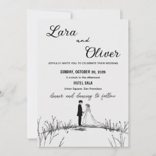 elegante convite de casamento preto e branco chiqu