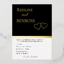 Elegante Convite de Casamento Preto e Branco Doura