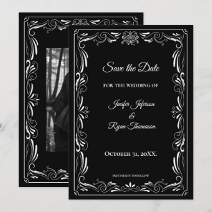 Elegante convite de casamento preto e branco para 