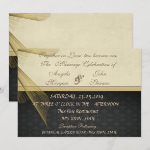 Elegante Convite de Casamento Preto Estiloso com D