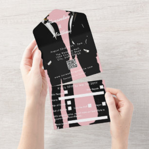 Elegante Convite de Casamento Rosa para Homens Gay