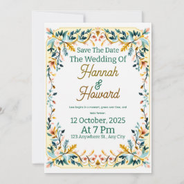 Elegante Convite de Casamento Rosemaling Escandina