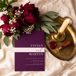 Elegante Convite de Casamento Royal Crimson All-in