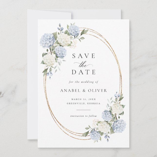 Elegante Convite de Casamento Save the Date de Hor (Frente)