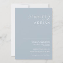 Elegante Convite de Casamento Simples Azul Pastel 