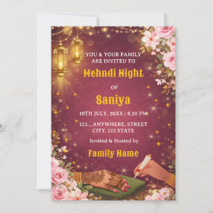 Elegante Convite de Cerimônia Noturna de Mehndi
