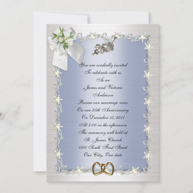 elegante convite de festas 25 Anniversário (Frente)