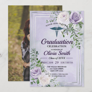 Elegante Convite de Formatura de Enfermagem Foto