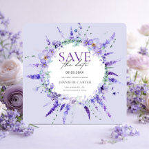 Elegante Convite de Lavanda Floral para Chá de Beb