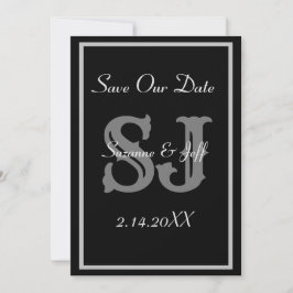 Elegante Convite de Monograma de Casamento Save Th