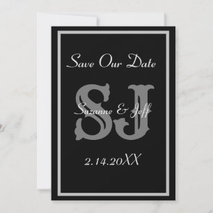 Elegante Convite de Monograma de Casamento Save Th