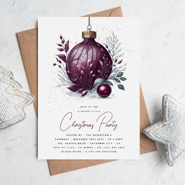Elegante Convite de Natal em Estilo Botânico (Criador carregado)