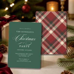 Elegante Convite de Natal em Xadrez Verde