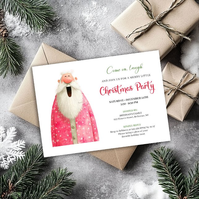 Elegante Convite de Natal Minimalista e Excêntrico (Elegant Quirky Santa Minimalist Holiday Invitation)