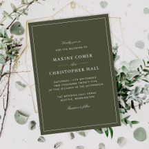 Elegante Convite de Noite Verde Clássico Casamento