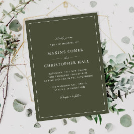Elegante Convite de Noite Verde Clássico Casamento