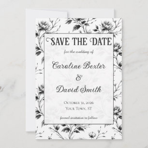 Elegante Convite de Noivado com Floral Gótico Somb