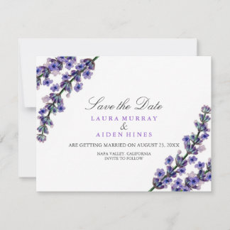 Elegante Convite de Noivado Lavanda Save The Date