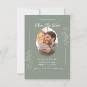 Elegante Convite de Noivado Verde Save The Date