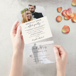 Elegante Convite de Recepção de Casamento com 2 Fo