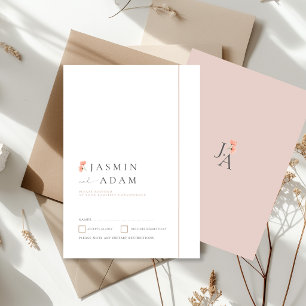 Elegante Convite de Resposta de Casamento com Mono