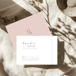 Elegante Convite de Resposta de Casamento com Mono