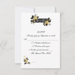 Elegante Convite de Resposta de Casamento Floral P