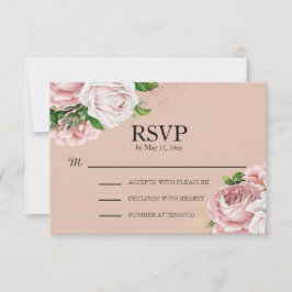 Elegante Convite de Resposta de Casamento Floral R