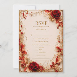 Elegante Convite de RSVP de Casamento Floral Rosa