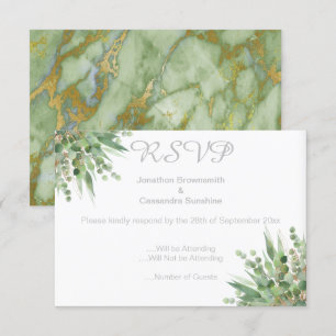 ELEGANTE CONVITE DE RSVP SIMPLES EUCALIPTO PRATA