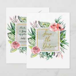 Elegante Convite Floral Moderno para Salvar a Data