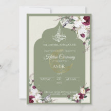 Elegante Convite Floral para Cerimônia Islâmica de