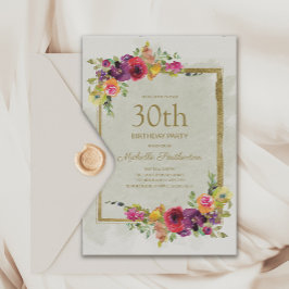 Elegante Convite Floral Vintage para 30º Aniversár