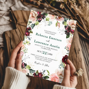 Elegante cor d'água blush convite para casamento v