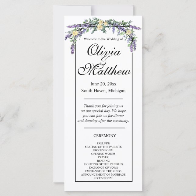 Elegante cor d'água rosas amarelas lavandas verde (Frente)