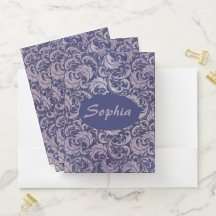 Elegante Cor damasco roxa