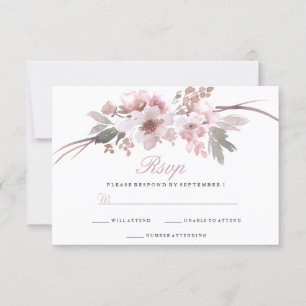 Elegante cora & o branco cinzento RSVP Wedding