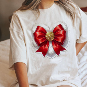 Elegante Coração com Laço Vermelho e Botão Dourado