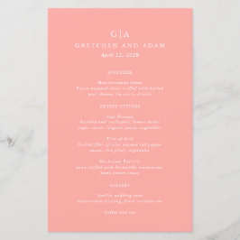 Elegante Coral Cor-de-Rosa Moderno Menu Casamento