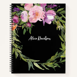 Elegante Coroa de Peônias em Aquarela | seu nome