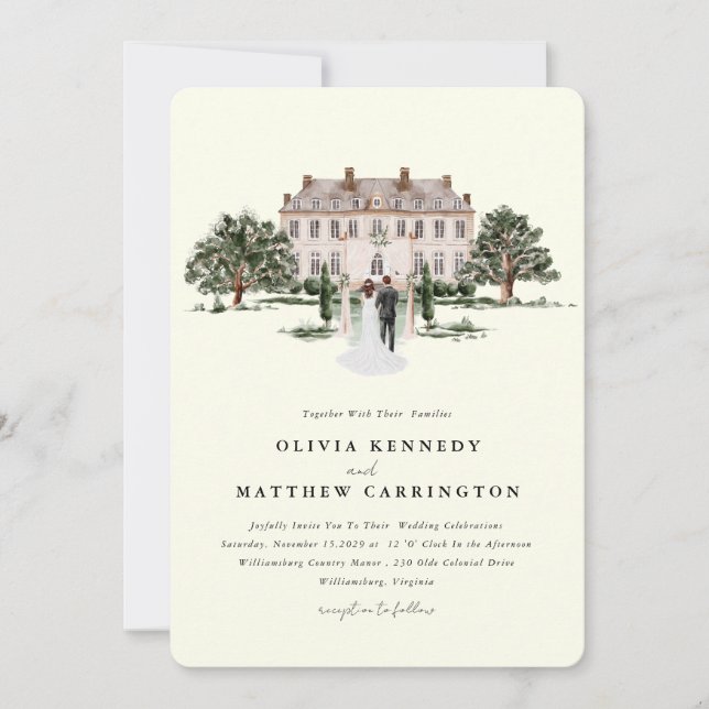 Elegante Country Manor | Convite Para Casamento De (Frente)